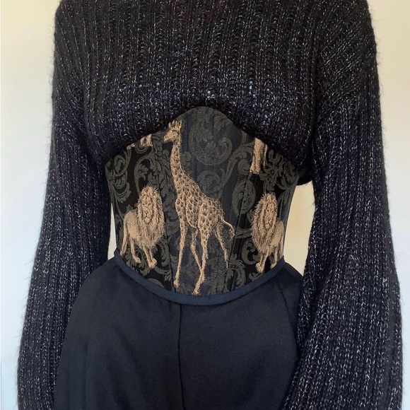 Handmade Corset (black and gold; animal print) - Picture 2 of 6